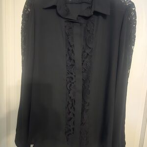 Chic Black Lace Women's Blouse